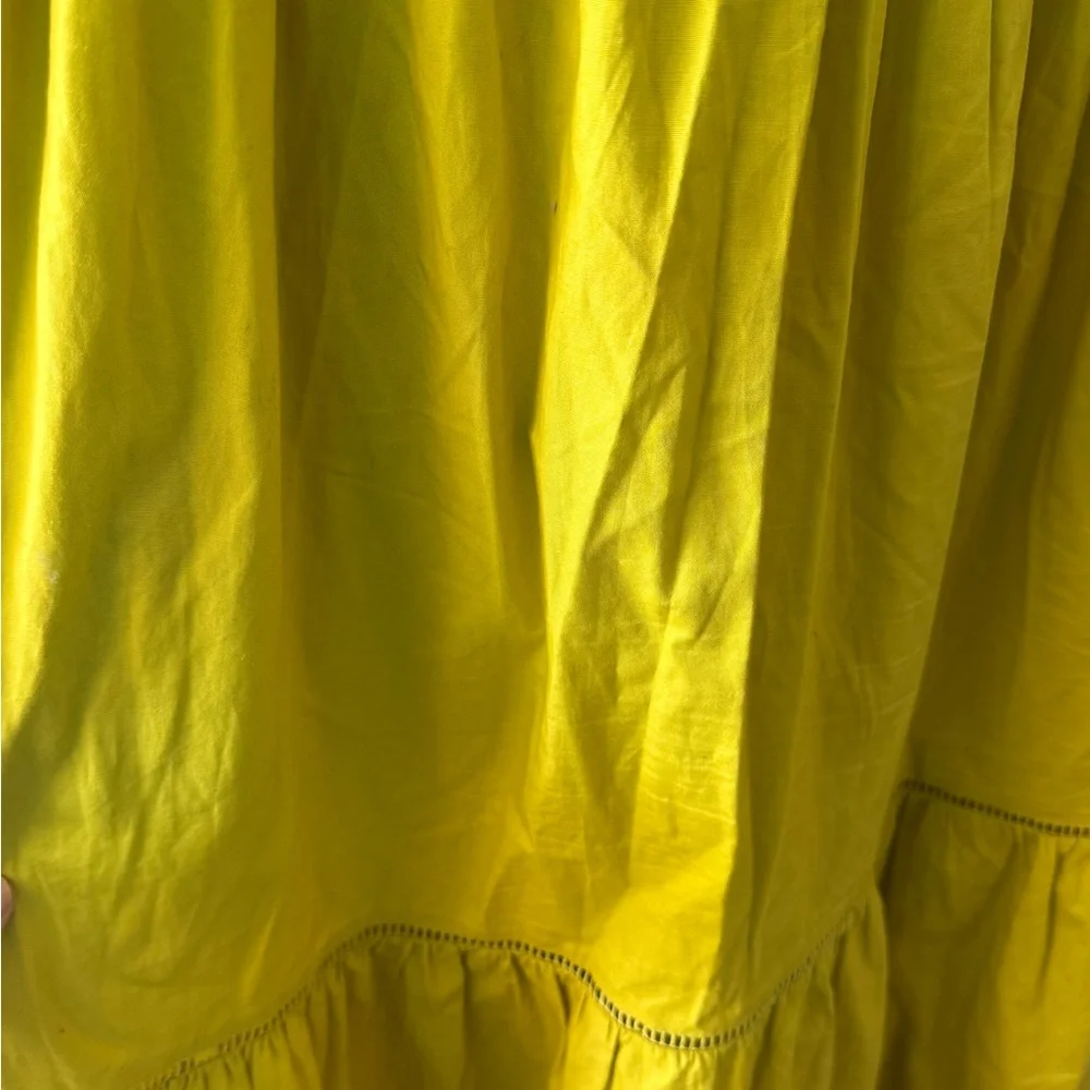 Anthropologie opt Colette smocked tiered Cotton Dress in Chartreuse Size S - Picture 4 of 8